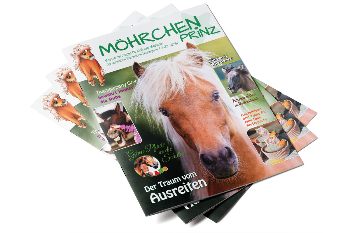 Der Möhrchenprinz ist das Magazin für Junge Persönliche Mitglieder und bietet kindgerecht aufbereitete Sachthemen rund ums Pferd.
