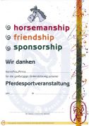 Urkunde: "horsemanship, friendship, sponsorship" (Download)